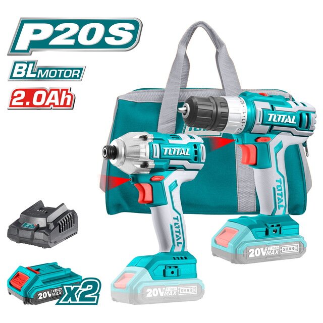 TOTAL Li ion CORDLESS 2PCS COMBO KIT 20V