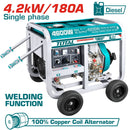 TOTAL DIESEL GENERATOR AND WELDER 4600W / 50-180A
