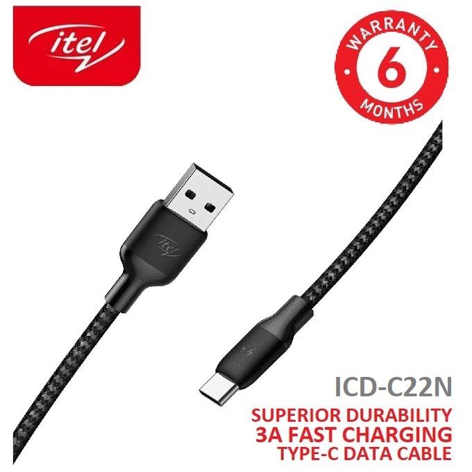 itel Faster Charging, Extra Durable Braided USB Type-C Cable