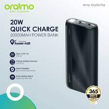 Oraimo 20W 20000mAh (Quick Charge Power Bank With LED Torch Light-Black)