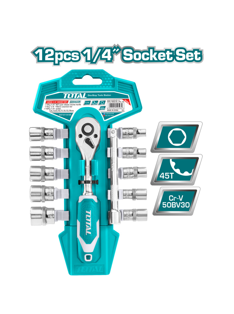 12 Pcs 1/4 Socket Set