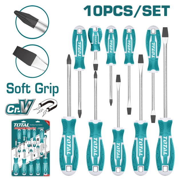 TOTAL 10 PCS SCREWDRIVER SET