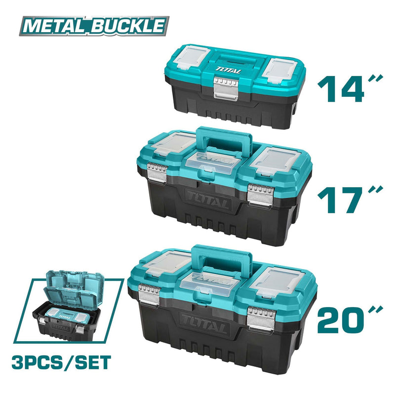 TOTAL 3 Pcs Plastic Tool Boxes Set