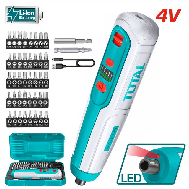 TOTAL Lithium-Ion cordless screwdriver 4V / 1.3Ah